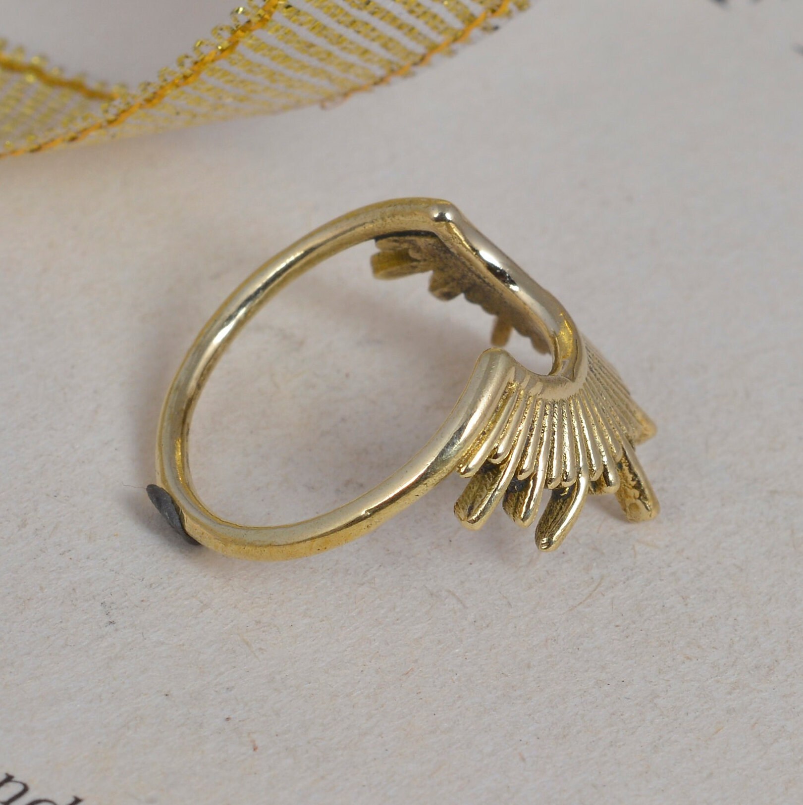 Handmade Brass Sunburst Ring | Boho Stacking Ring - Etsy