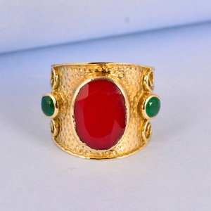 Handmade Brass Gemstone Ring: Boho Ethnic Jewelry