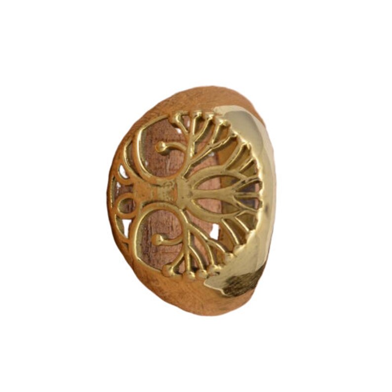 Tree of Life Statement Ring Gold, Nature Inspired Jewelry, Spiritual Ring, Handmade Brass Gift image 8