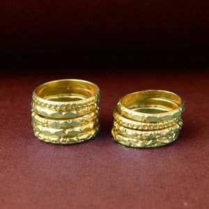 Minimalistische gouden ringset, gouden ringen, dikke gouden ring, midi-ring, handgemaakte ring, Indiase ring, stapelringset, 14k gold filled ring, cadeau