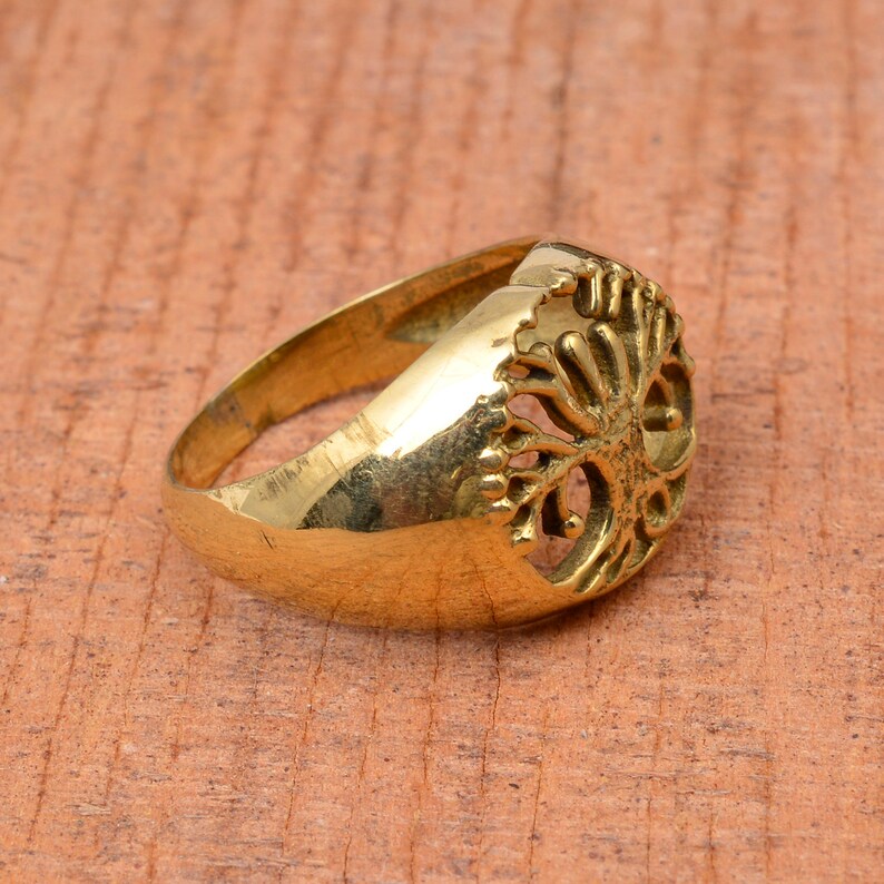 Tree of Life Statement Ring Gold, Nature Inspired Jewelry, Spiritual Ring, Handmade Brass Gift image 6