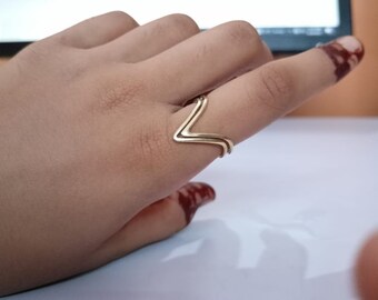 Chevron Ring. Wave Ring. V Shape Ring. Simple Nesting Ring.Brass Ring,Women Ring,Gift For Her,Unique Ring.