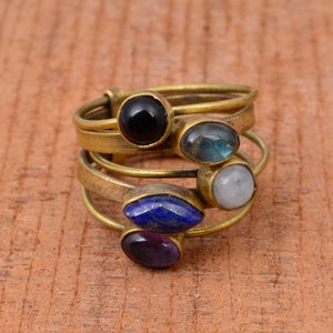 Multi Stone Ring, Unique Ring, Handmade Ring, Brass Stone Ring, Women Ring, Brass Ring, Ring For her, Boho Ring, Gift For Her.