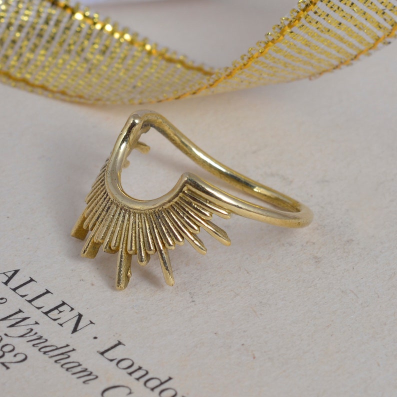 Gold Sun Ring Gold Stacking Ring Sunburst Ring Celestial | Etsy