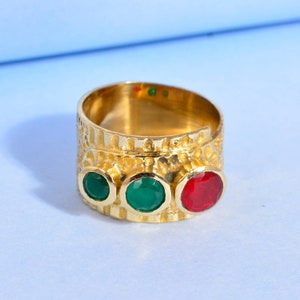 Handmade Brass Gemstone Ring: Boho Ethnic Jewelry