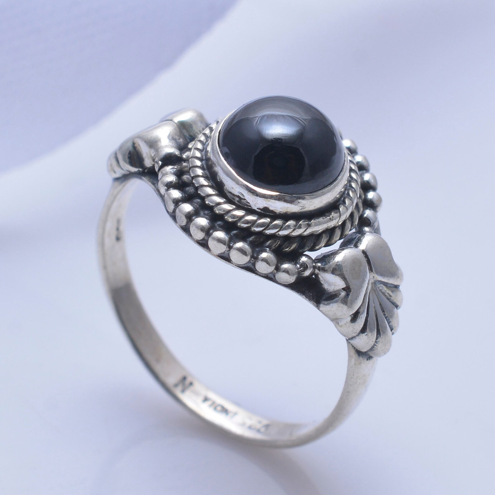 Obsidian Ring 925 Sterling Silver Obsidian Ring Boho Etsy
