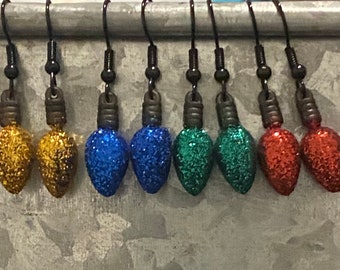 Christmas Glitter Bulb Earrings (multiple colors to choose from)