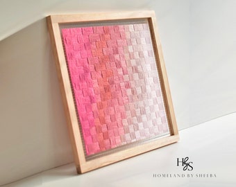 ARCANE - Fiber art Painting | Modern woven wall hanging | geometric textile wool fiber art | framed Bohemian home decor housewarming gift