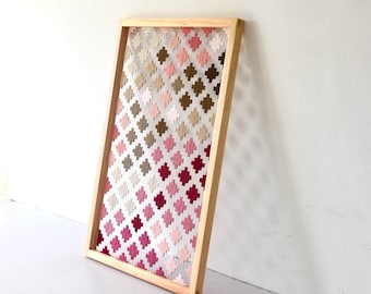 Framed Geometric Textile Wall Art - Modern Fiber Art Weaving