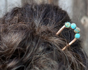 Turquoise Hair Pin | Hair Stick | Hair Accessories | Hair Stick | Copper Hair Pin | Turquoise Stone | Gift for Her