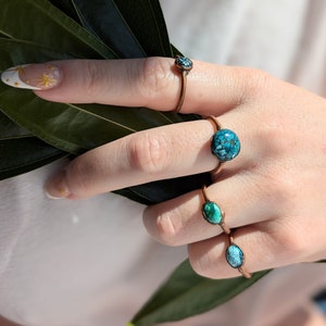 Turquoise Ring | Stack Rings | Sagittarius Birthstone | December Stone | Copper Electroformed Ring | Minimalist Ring | Minimalist Jewelry