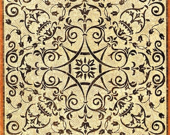 Œuvre d’art en mosaïque, Villa Adriana réplique de sol en mosaïque noire et blanche, art romain, mosaïque faite à la main, mur d’art en mosaïque, plateau de table basse, mosaïque.