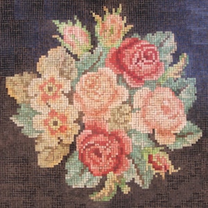 Shabby Chic Rose Bouquet on Black Background Mosaic, Victorian Style Mosaic Artwork, Shabby Chic Decor, Mosaic Wall Decor, Vintage Roses