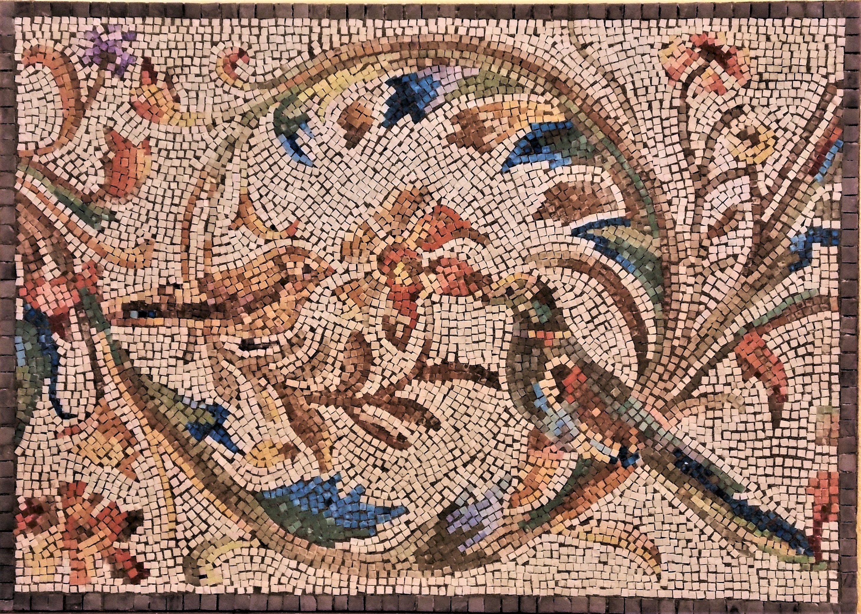 Naturalistic Roman Art Mosaic Frieze With Birds and Acanthus Etsy