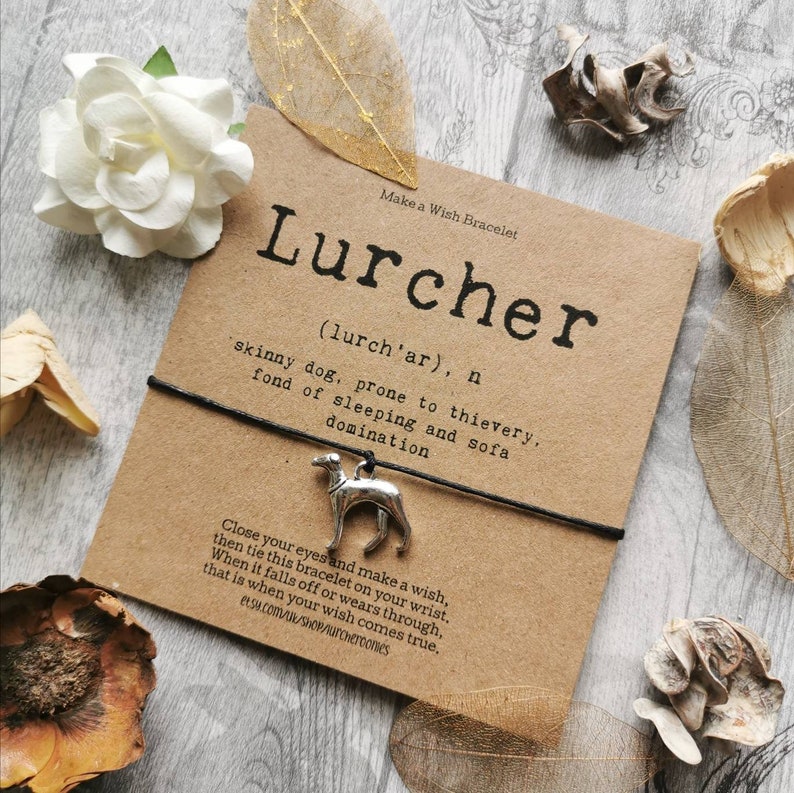 wax cotton adjustable personalised gifts dog owner Lurcher greyhound bracelet