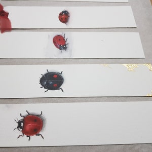 Signets aquarelle, cadeau fait main, signets coccinelle, illustration originale