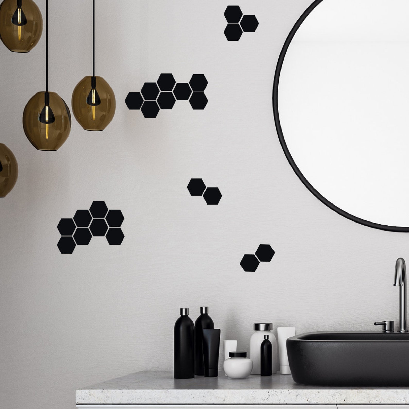 Hexagon Wall Stickers Hexagon Wall Decals Hexagon Wall Etsy