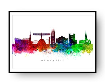 Newcastle England Skyline, Cityscape Art Print, Wall Art, Watercolor, Watercolour Art Decor – SWNCL01