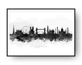 London Skyline, London Cityscape England, Art Print, Wall Art, Watercolor, Watercolour Art Decor [SWLDN05]