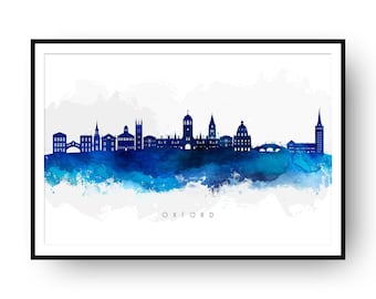 Oxford Skyline, Oxford England Cityscape Art Print, Wall Art, Watercolor, Watercolour Art Decor – SWOXF02