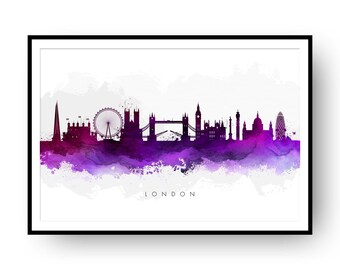 London Skyline, London Cityscape England, Art Print, Wall Art, Watercolor, Watercolour Art Decor [SWLDN08]