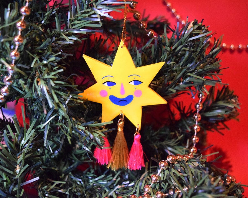 Star Tassel Christmas Tree Decoration Star Tree Ornament image 1