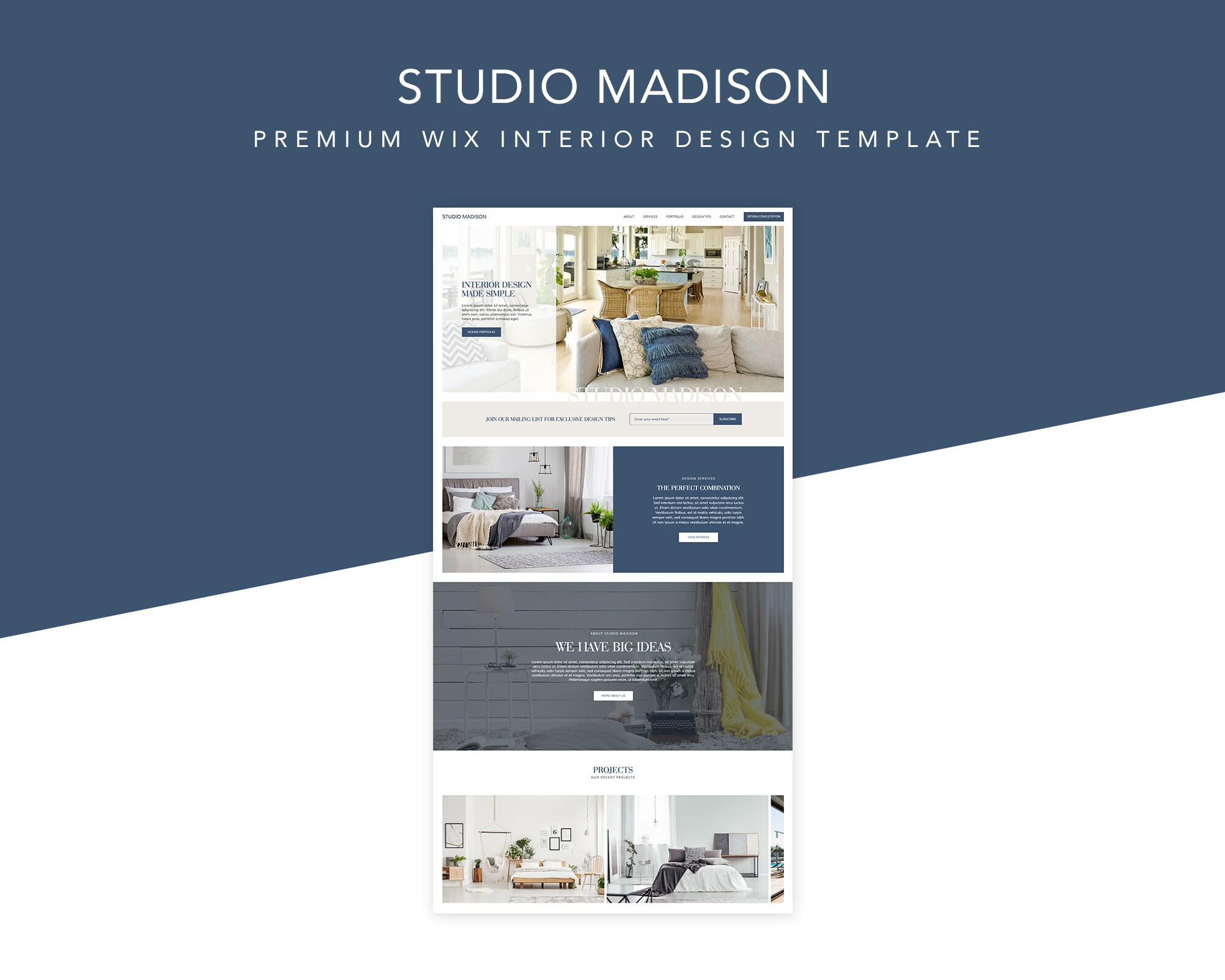 Premium Interior Design Wix Website Template, Studio Madison - Etsy