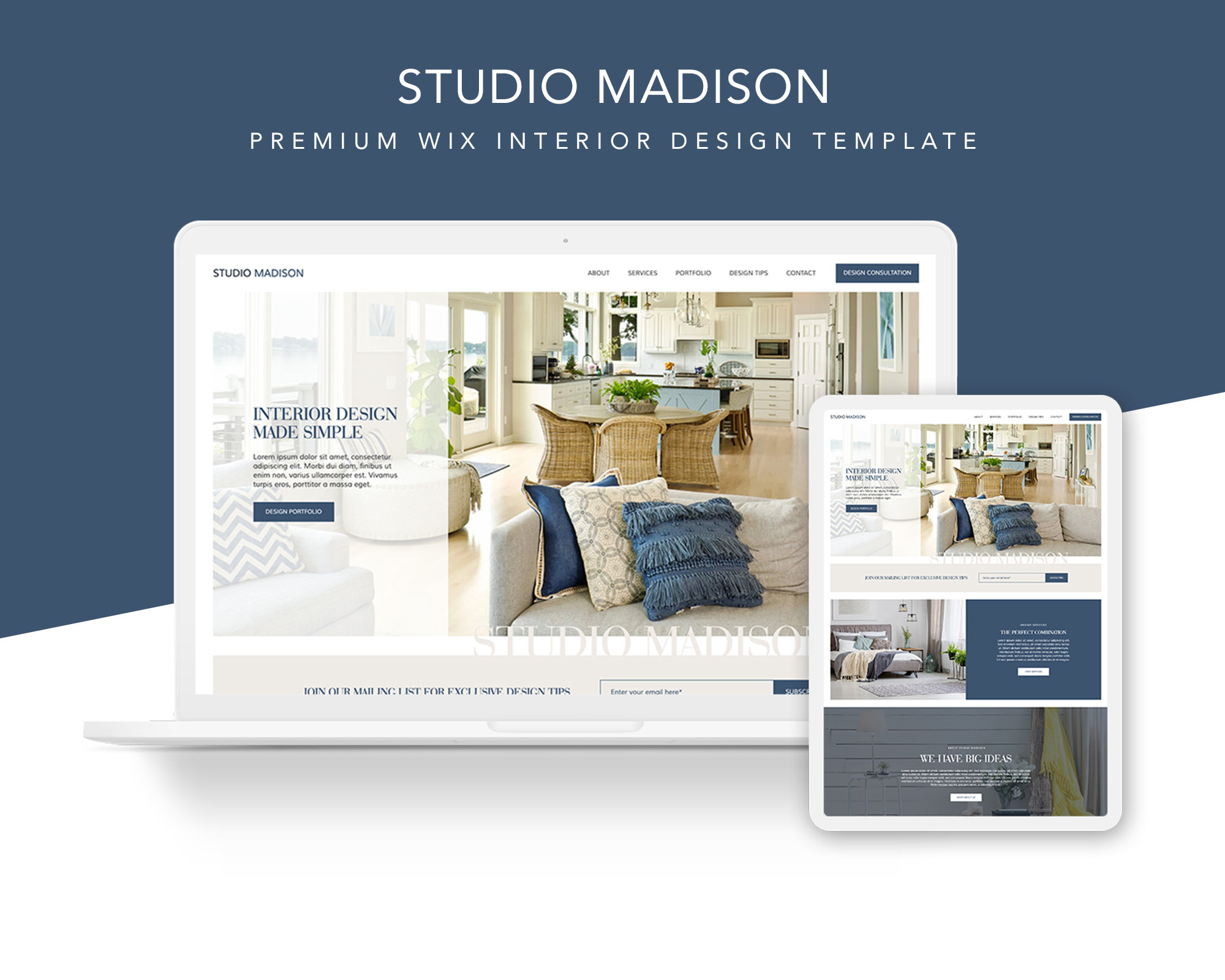 Premium Interior Design Wix Website Template, Studio Madison - Etsy