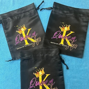 Satin Drawstring Gift Bag: Black Jewelry Pouch, Wedding Favor