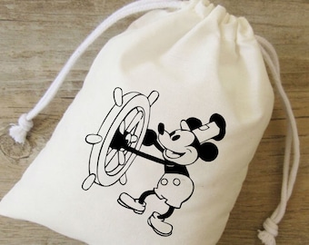 Mickey Mouse Party Favor Bags: Cotton Birthday Treat Bags