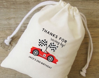 Bolsa de cumpleaños de coche de carreras - Regalos de cumpleaños para niños - Bolsa de regalos personalizada - Nombre personalizado - Bolsa con nombre para niños - Regalo de fiesta para niños - Two Fast Birthday