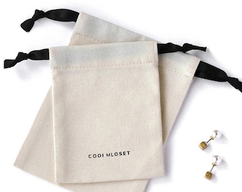 100 Personalized Cotton Drawstring Bag: Organic Jewelry Packaging, Eco Favor Bag