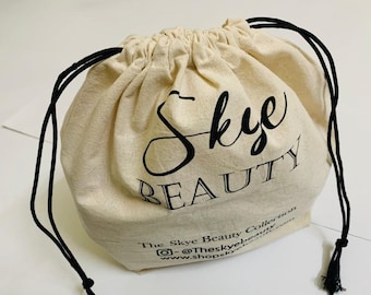 Beige Cotton Bag with Black Drawstring Handbag Storage Bag, Dust Cover Bag, Dust Cover Storage Bags Drawstring Pouch for Handbags Purses