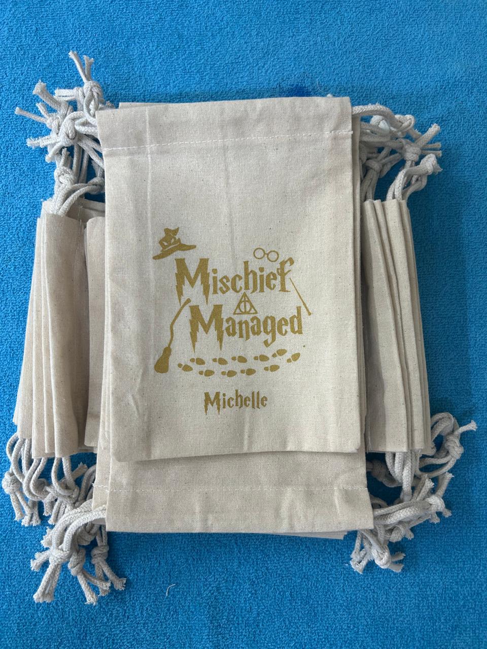 Harry Potter Cotton Favor Bag Mischief Managed Drawstring Bag Harry Potter Bachelorette Bags Wedding Favor Bag Etsy