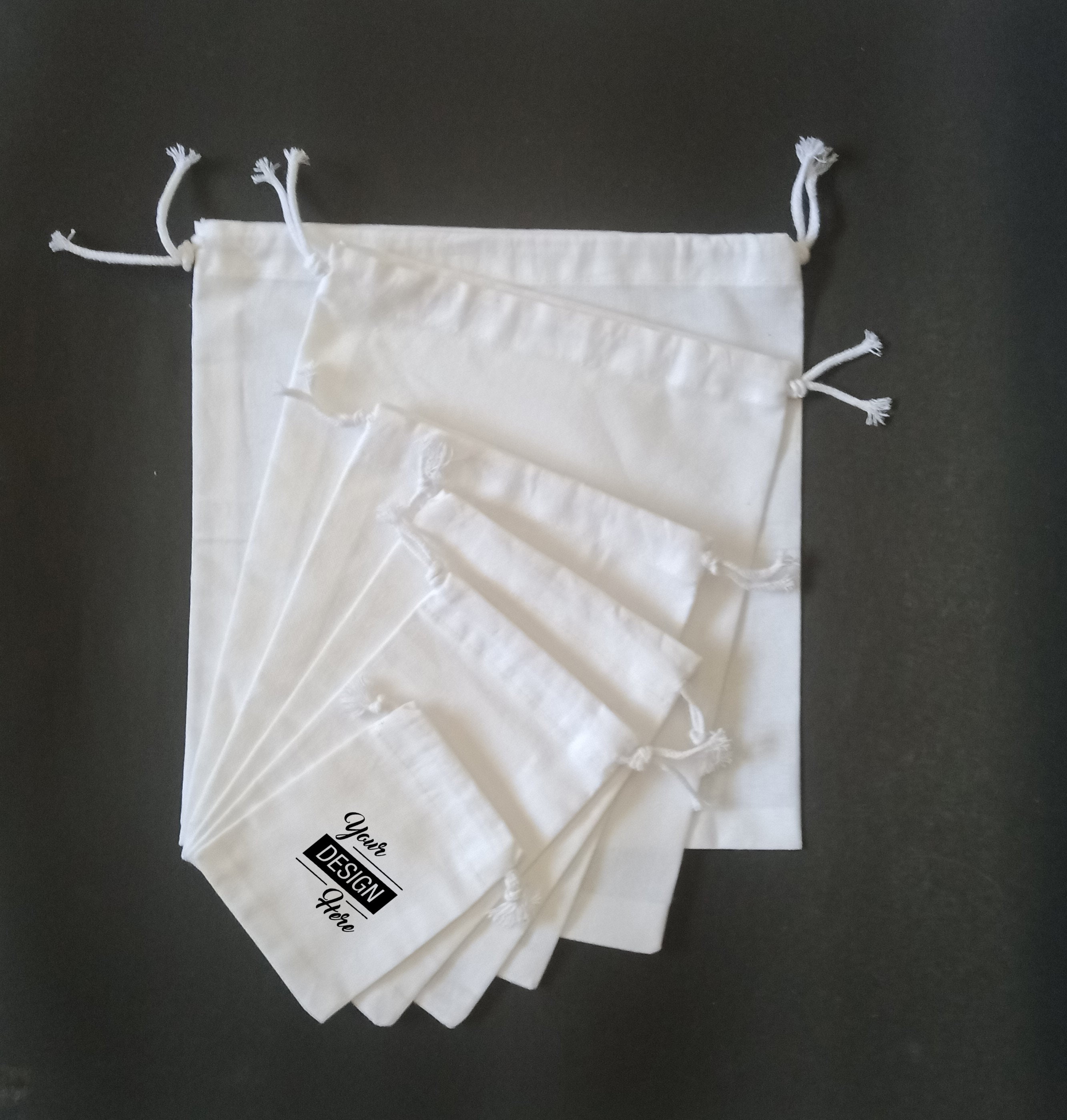 パーソナライズされたコットン巾着ギフトバッグ：カスタムロゴプリント