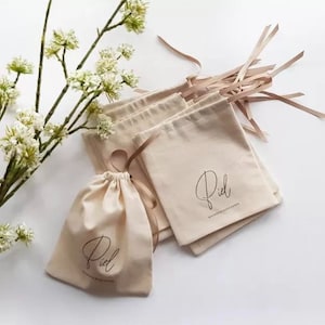 Cotton Drawstring Bag with Grosgrain Satin Ribbon,Natural Cotton Bags,Packaging Bag,Jewelry Pouch,Personalized Bags,Dust Bag,