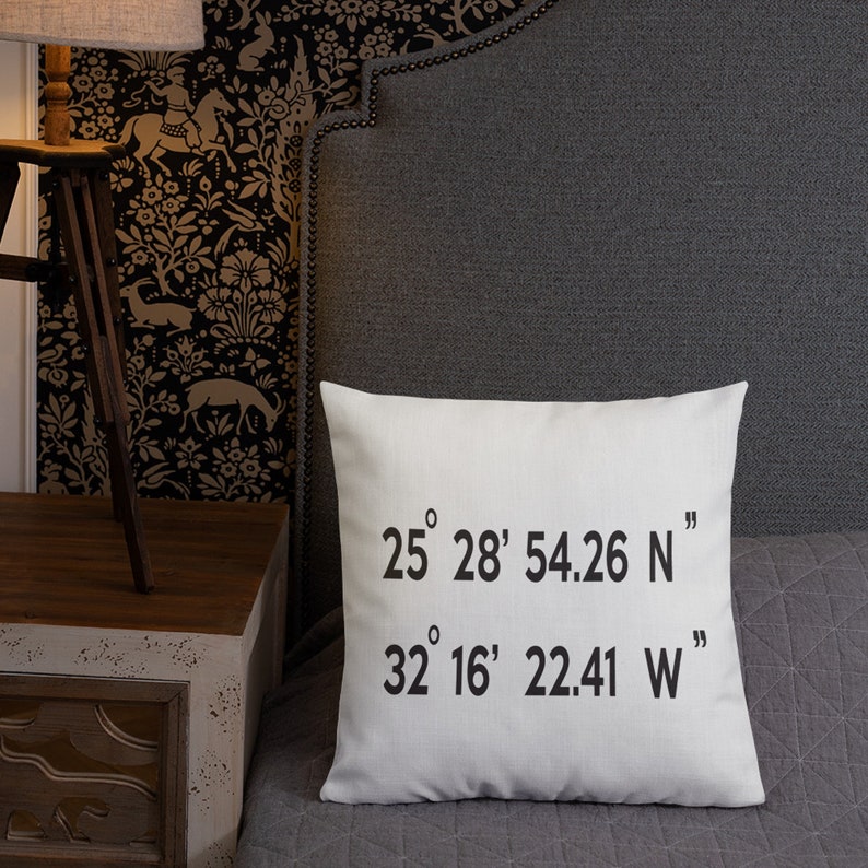 Latitude and Longitude Pillow Gps Coordinates Pillowcustom Etsy
