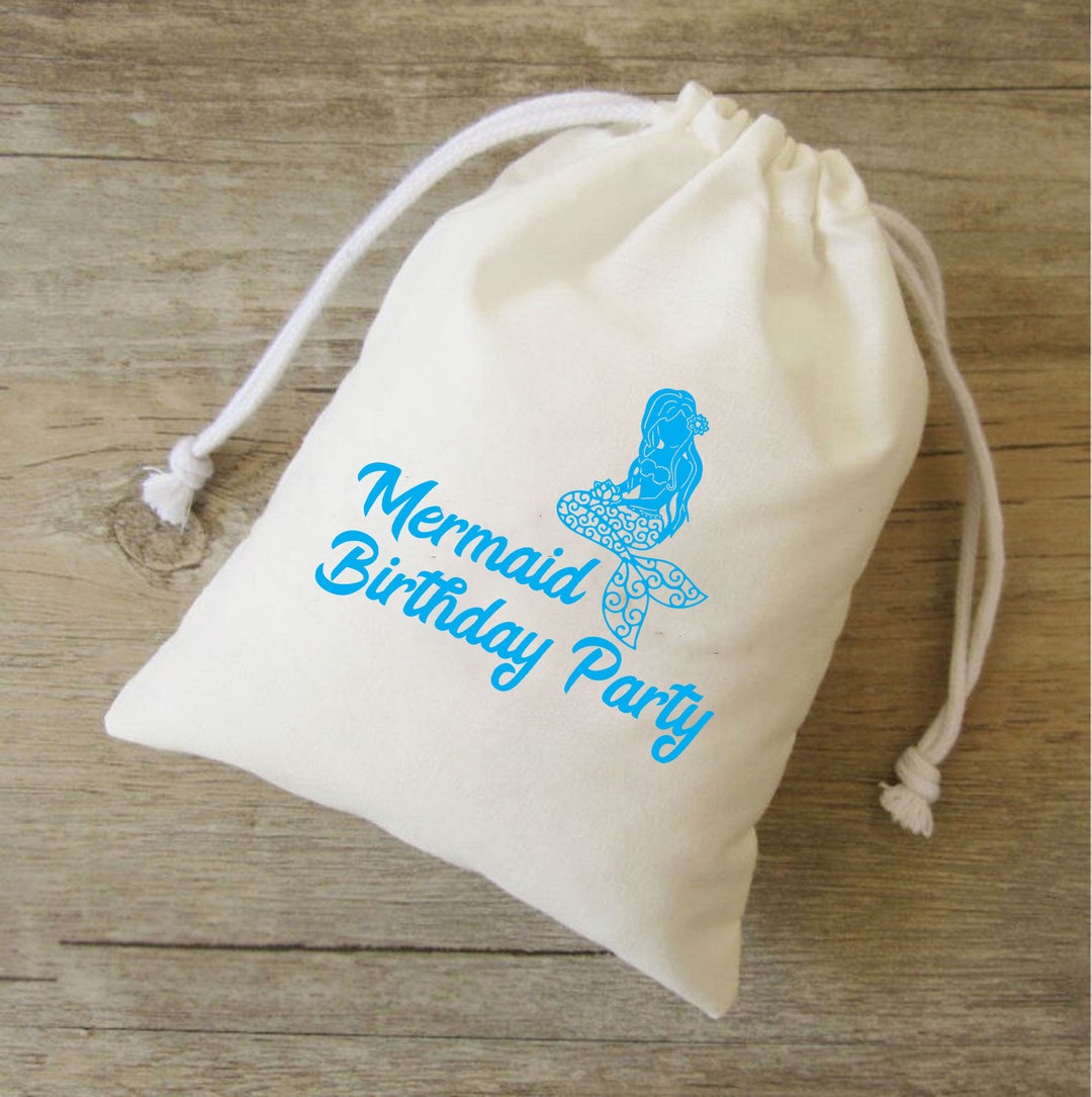 Mermaid Birthday Party Favor Bags: Custom Cotton Treat Bags - Etsy