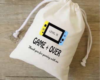 ゲームオーバー誕生日パーティー、サンキューバッグ、ニンテンドーバッグ、ゲームオーバーバッグ、ビデオゲーム誕生日、ゲーム誕生日、ビデオキッズパーティー