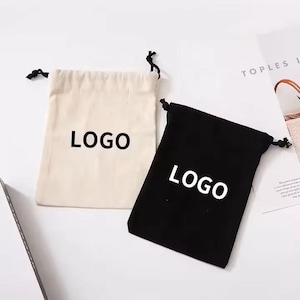 100 sacs à cordon en coton biologique, pochette d'emballage de bijoux personnalisée, sac écologique pour cadeaux et cadeaux, sacs en vrac en tissu de coton naturel