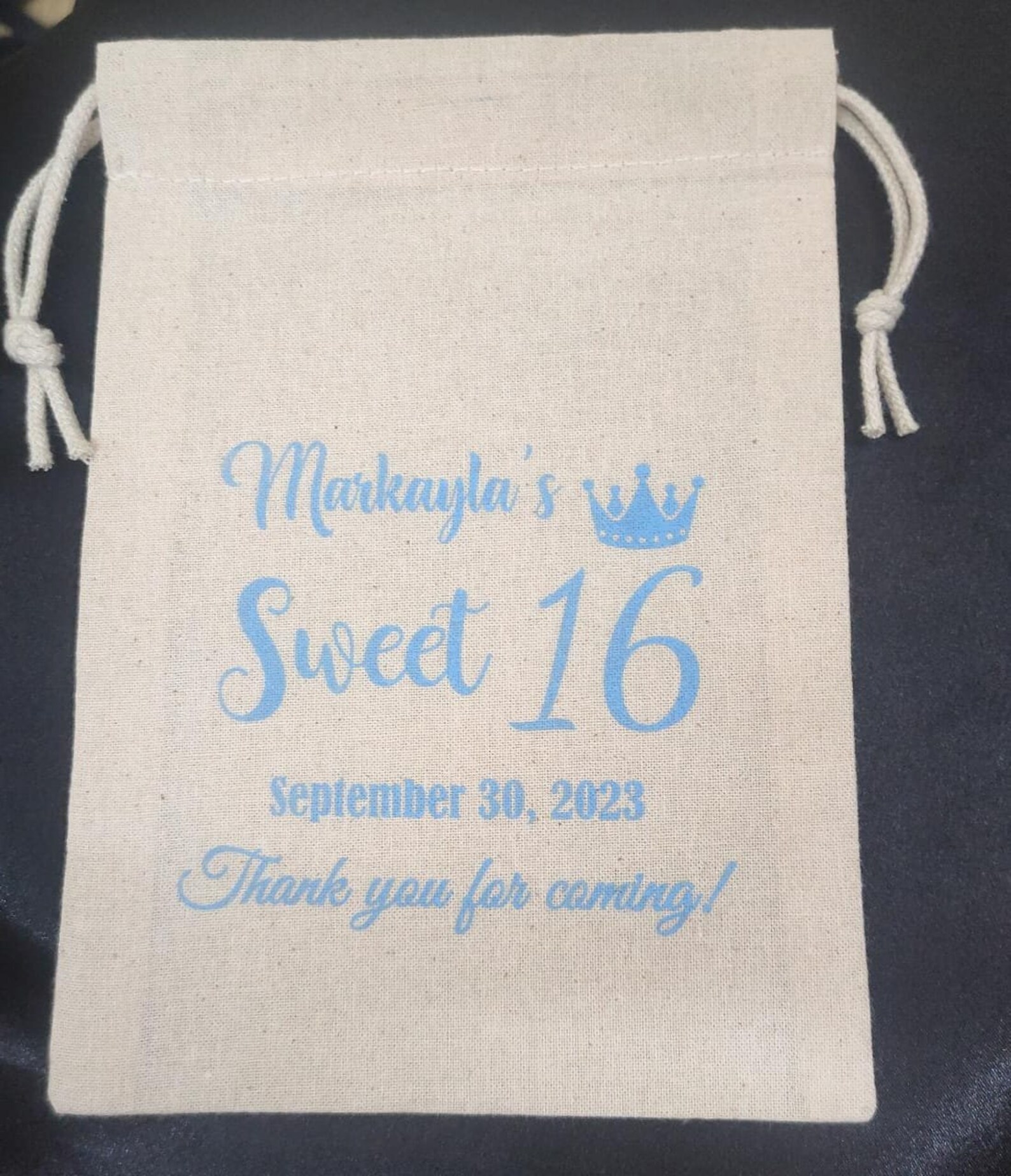 Personalized Sweet 16 Favor Bags: Crown Design, Muslin Cotton - Etsy