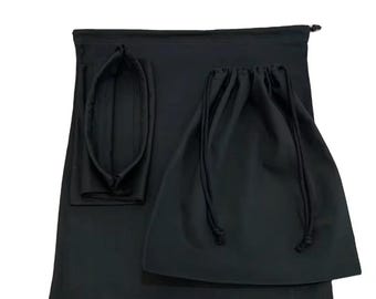 カスタムブラックコットン巾着ダストバッグ：ハンドバッグ＆シューズ収納