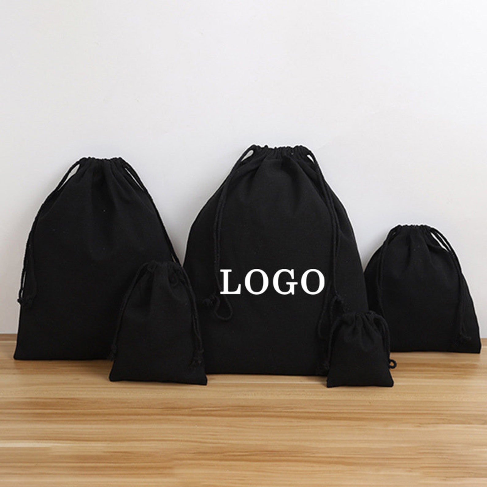 Black Muslin Bags 100 Organic Cotton Double Drawstring Etsy