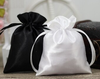 White Satin Favor Bags, Personalised Satin Bags, Custom Size Bag, Wedding Favors, Dust Bags, Jewelry Bags, Party Bags