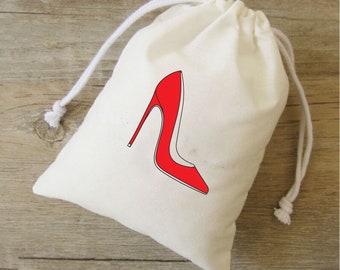 Personalized Cotton Shoe Bag: Red Bottom Design, Bridal  display picture 1