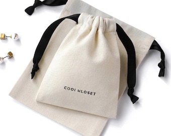 Wedding Favors, Natural Organic Cotton Drawstring Bag with Grosgrain  Ribbon, Packaging Bag Jewelry Pouch Personalized Bags Dust Bag