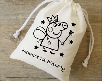 Peppa Pig Birthday Party Favor Bags: Set of 20 Muslin Cotton Loot Bags