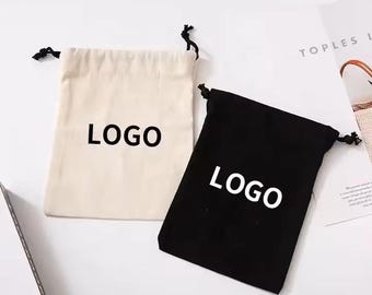 Custom Logo Cotton Drawstring Favor Bags: Chic Jewelry Packaging