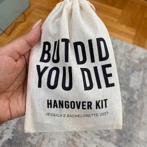 Katoenen But Did You Die-tas met trekkoord