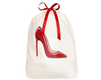 20 sets of Gorgeous Personalized White Shoe Bags, bridal party gifts, shoe bags, custom cotton drawstring bags, loafer bags, groomsmen gifts